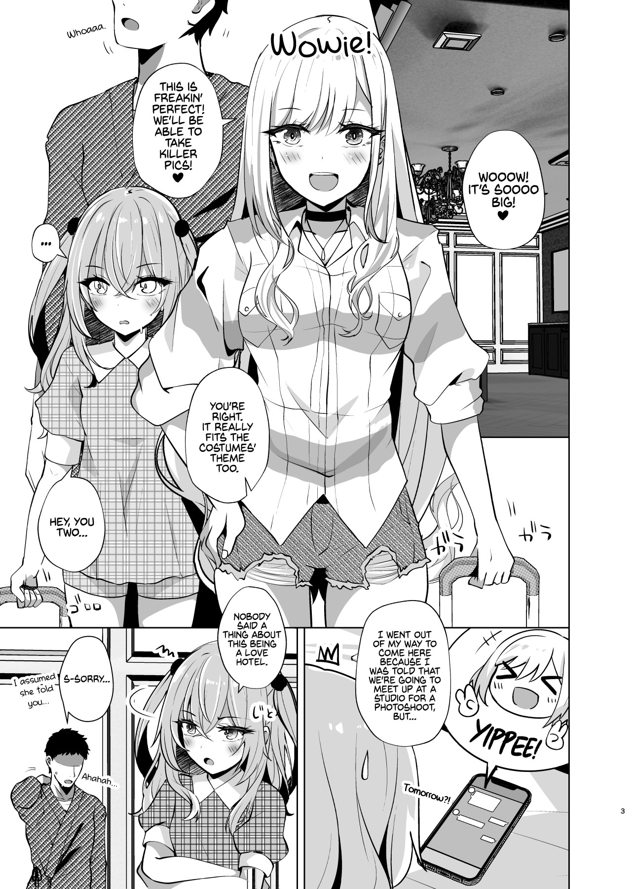 Hentai Manga Comic-Fucking Two Cosplayers For Free at a Love Hotel-Read-3